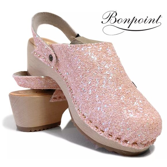 Bonpoint Rose Glitter Clog KLC Girl Size 3 US Mules (0273)